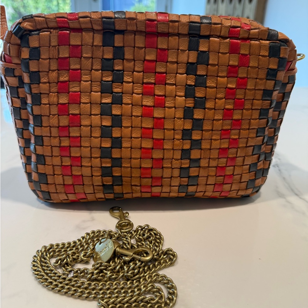 Clare v midi bag Brown and Red Woven Crossbody Bag